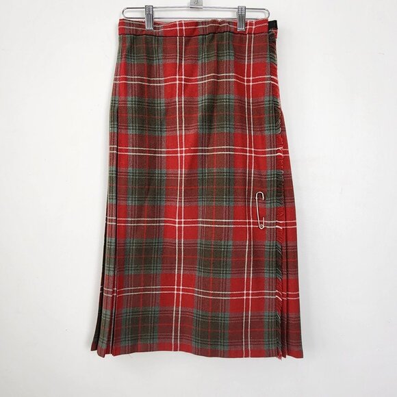 VTG Jedburgh Kiltmakers Wool Blend Scottish Tartan Plaid Skirt Leather Buckles - Picture 1 of 11